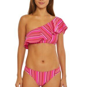 NWT Trina Turk Marai Ruffle Asymmetrical Bikini Top and bikini bottom Set 2 Pcs
